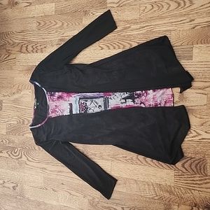 (XS) Papillon Blanc Floral Sheer Sleeves Mesh Accent Graphic Semi-Formal Office